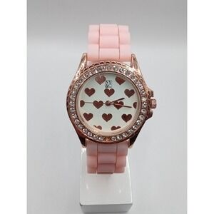 NY&C Women's Heart Dial Quartz‎ Watch Pink Silicone Band- New Battery